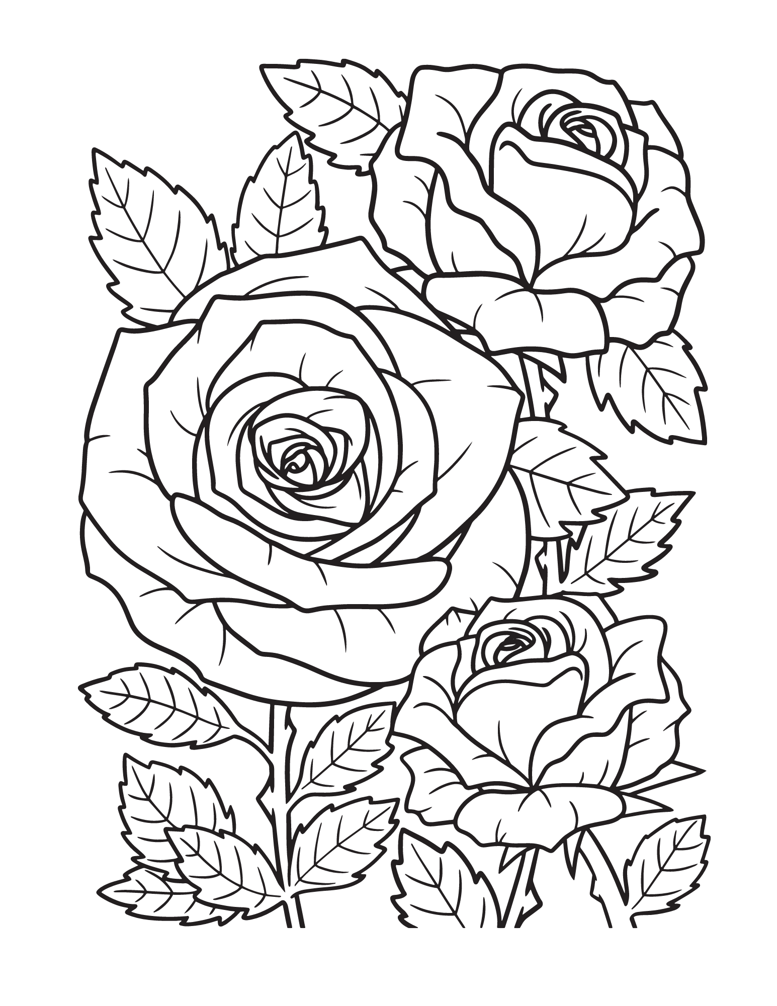 Draw Roses Coloring Pages | Kids Coloring Pages